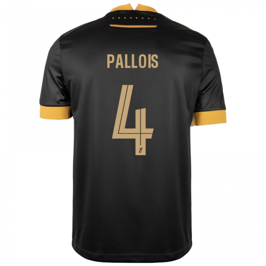 Niño Camiseta Nicolas Pallois #4 Negro Marrón 2ª Equipación 2024/25 La Camisa Chile