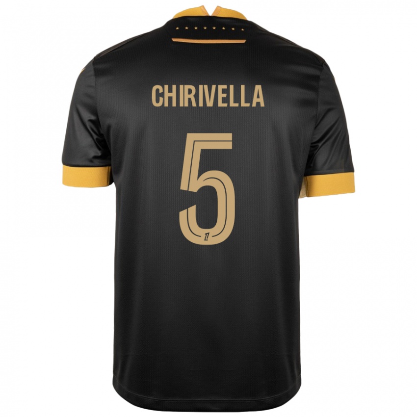 Niño Camiseta Pedro Chirivella #5 Negro Marrón 2ª Equipación 2024/25 La Camisa Chile