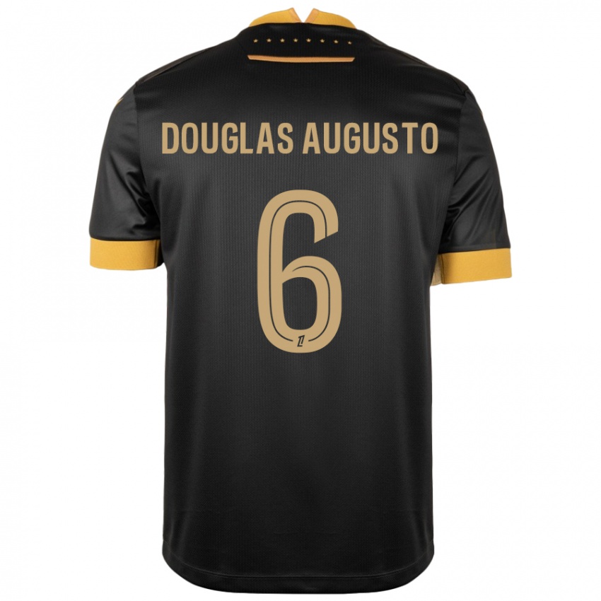 Niño Camiseta Douglas Augusto #6 Negro Marrón 2ª Equipación 2024/25 La Camisa Chile