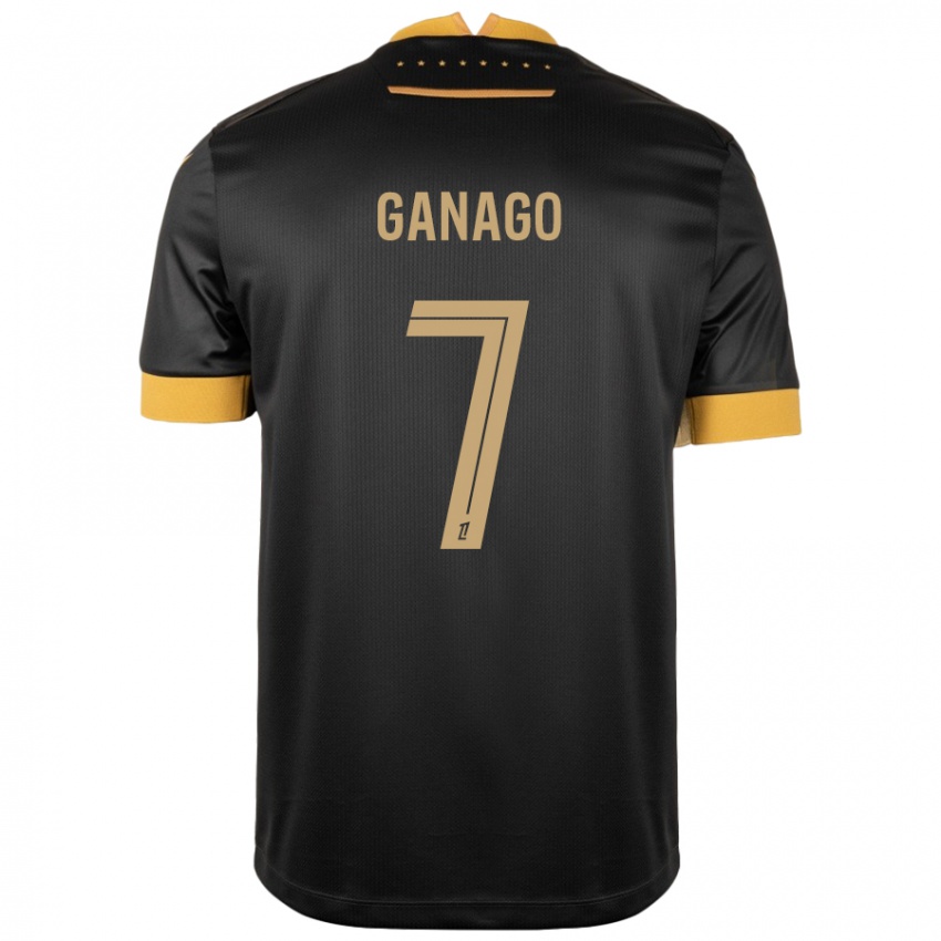 Niño Camiseta Ignatius Ganago #7 Negro Marrón 2ª Equipación 2024/25 La Camisa Chile