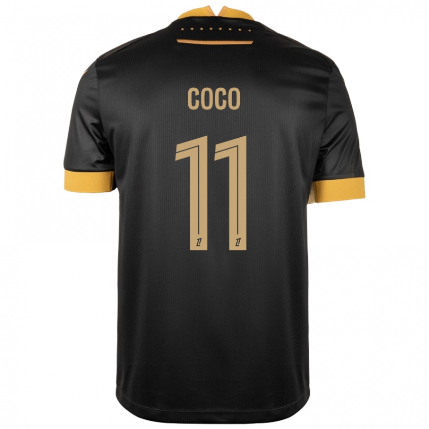 Niño Camiseta Marcus Coco #11 Negro Marrón 2ª Equipación 2024/25 La Camisa Chile