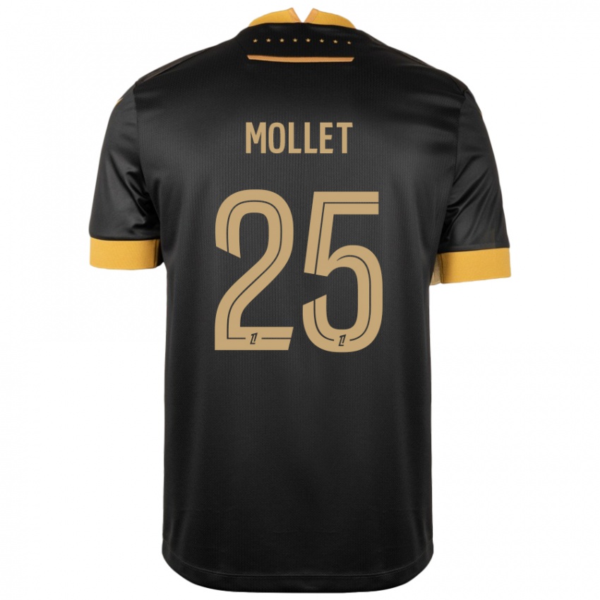 Niño Camiseta Florent Mollet #25 Negro Marrón 2ª Equipación 2024/25 La Camisa Chile