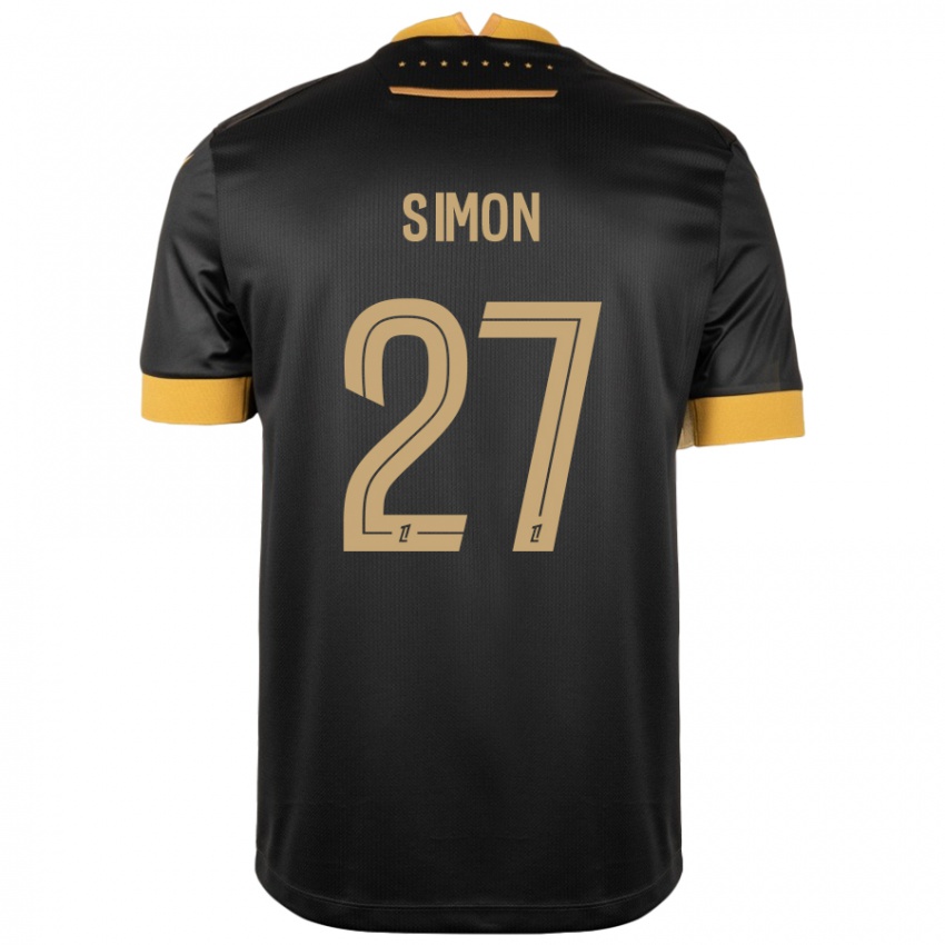 Niño Camiseta Moses Simon #27 Negro Marrón 2ª Equipación 2024/25 La Camisa Chile