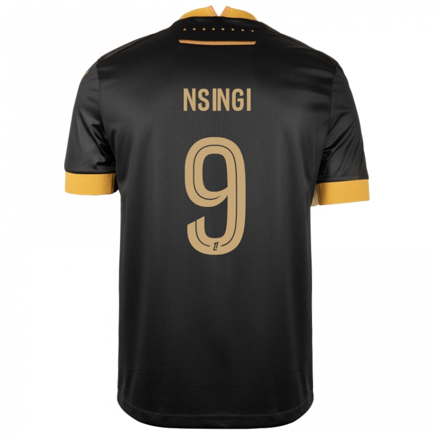 Niño Camiseta Plamedi Nsingi #9 Negro Marrón 2ª Equipación 2024/25 La Camisa Chile