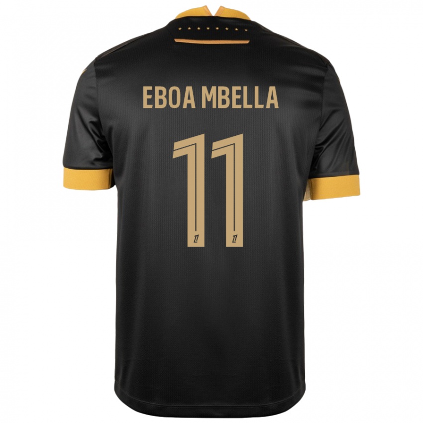 Niño Camiseta Eden Eboa Mbella #11 Negro Marrón 2ª Equipación 2024/25 La Camisa Chile