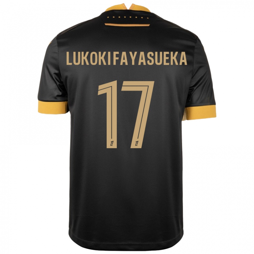 Niño Camiseta Kévin Lukoki Fayasueka #17 Negro Marrón 2ª Equipación 2024/25 La Camisa Chile