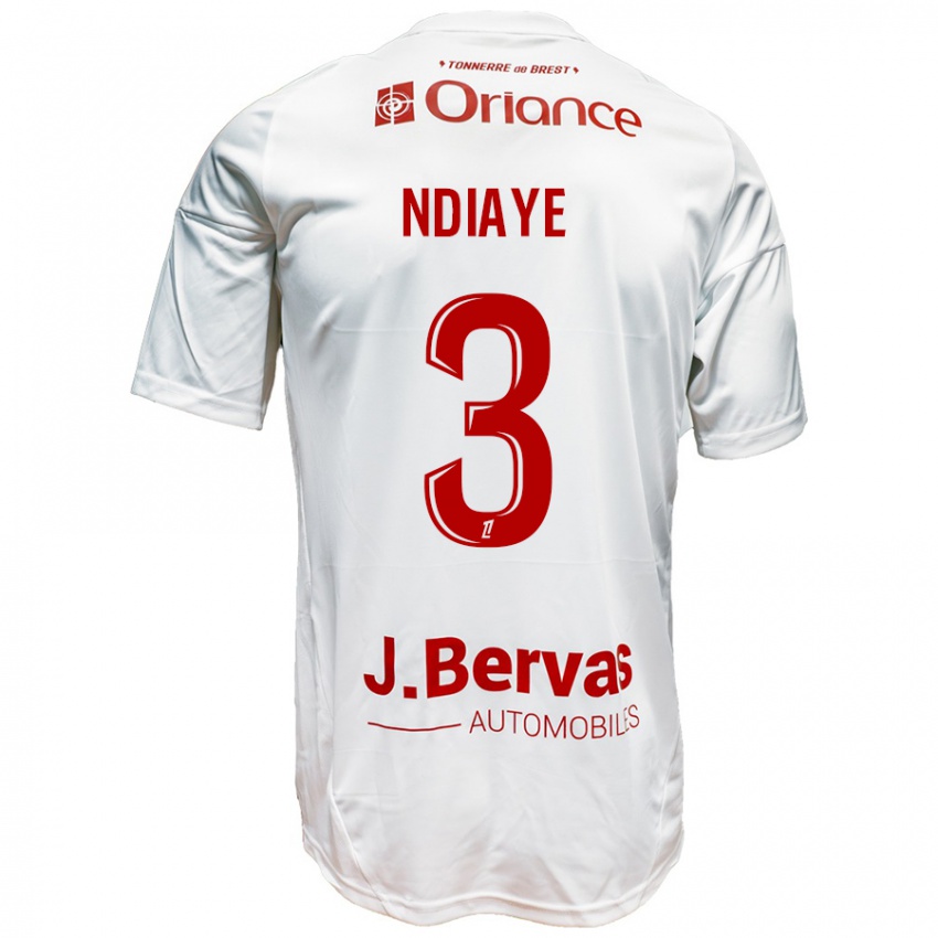 Niño Camiseta Abdoulaye Ndiaye #3 Blanco Rojo 2ª Equipación 2024/25 La Camisa Chile