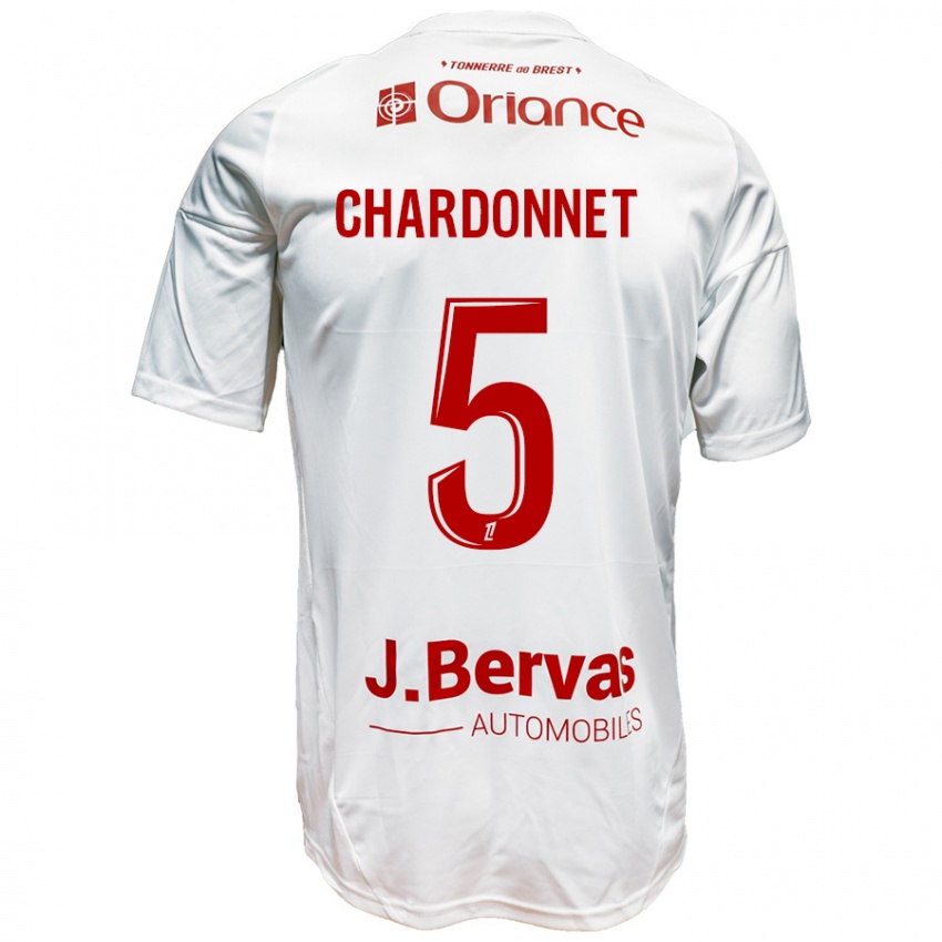 Niño Camiseta Brendan Chardonnet #5 Blanco Rojo 2ª Equipación 2024/25 La Camisa Chile