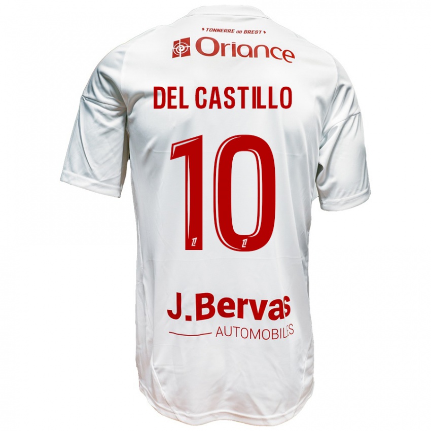 Niño Camiseta Romain Del Castillo #10 Blanco Rojo 2ª Equipación 2024/25 La Camisa Chile