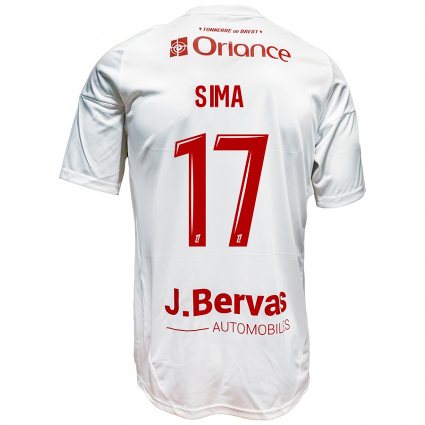 Niño Camiseta Abdallah Sima #17 Blanco Rojo 2ª Equipación 2024/25 La Camisa Chile