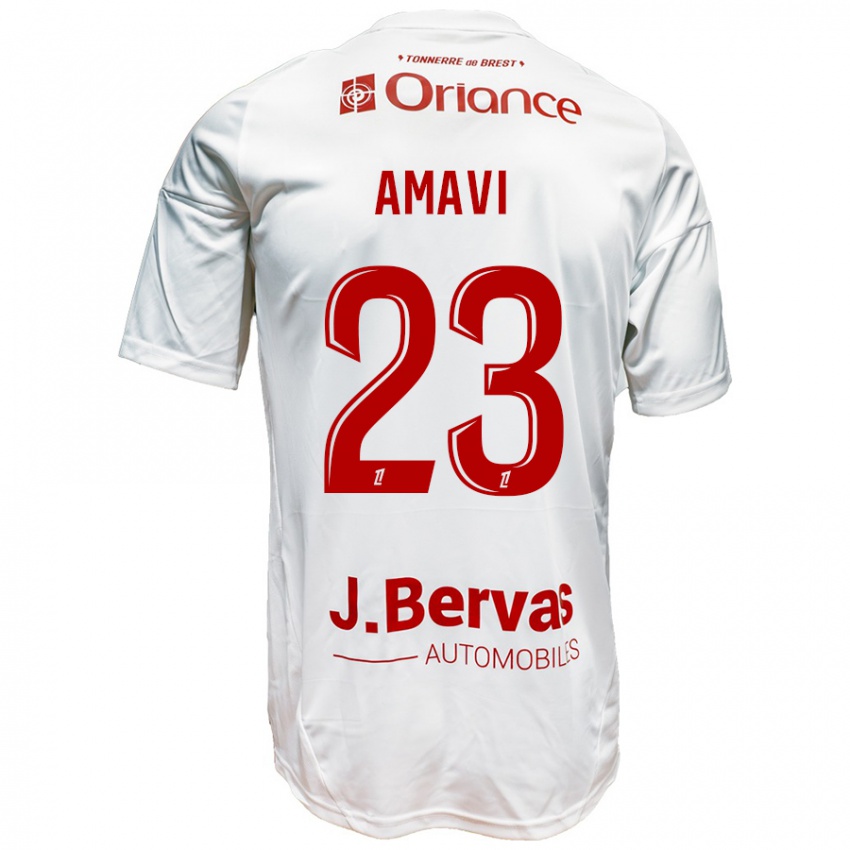 Niño Camiseta Jordan Amavi #23 Blanco Rojo 2ª Equipación 2024/25 La Camisa Chile