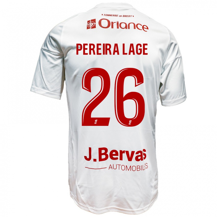 Niño Camiseta Mathias Pereira Lage #26 Blanco Rojo 2ª Equipación 2024/25 La Camisa Chile