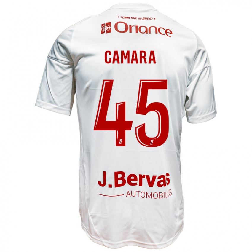 Niño Camiseta Mahdi Camara #45 Blanco Rojo 2ª Equipación 2024/25 La Camisa Chile