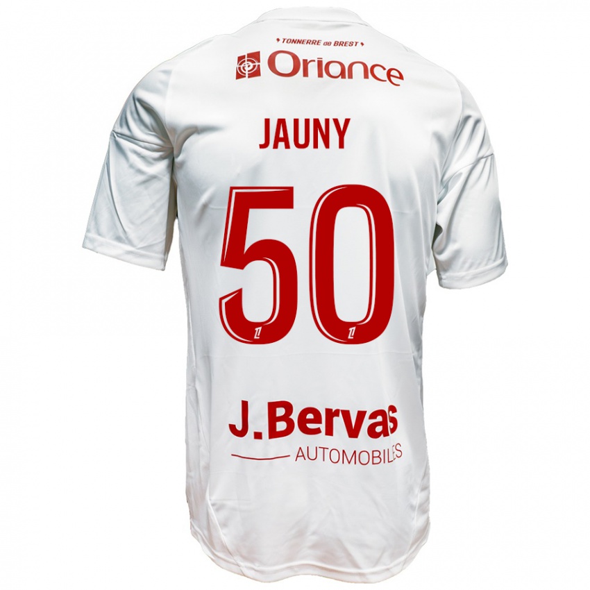 Niño Camiseta Noah Jauny #50 Blanco Rojo 2ª Equipación 2024/25 La Camisa Chile