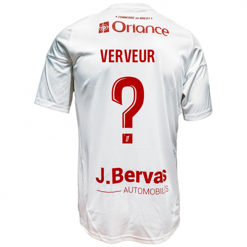 Niño Camiseta Titouan Verveur #0 Blanco Rojo 2ª Equipación 2024/25 La Camisa Chile