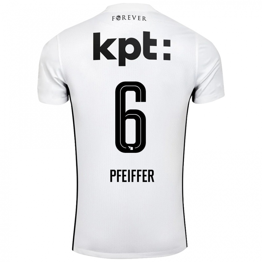 Niño Camiseta Patric Pfeiffer #6 Blanco Negro 2ª Equipación 2024/25 La Camisa Chile