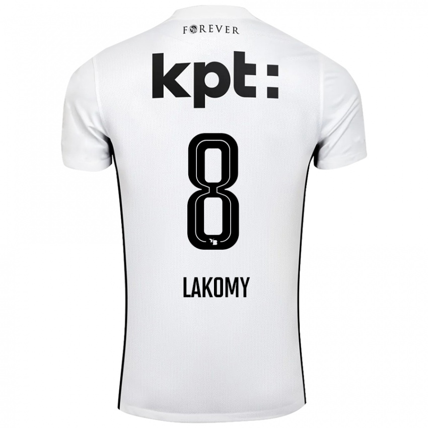 Niño Camiseta Lukasz Lakomy #8 Blanco Negro 2ª Equipación 2024/25 La Camisa Chile