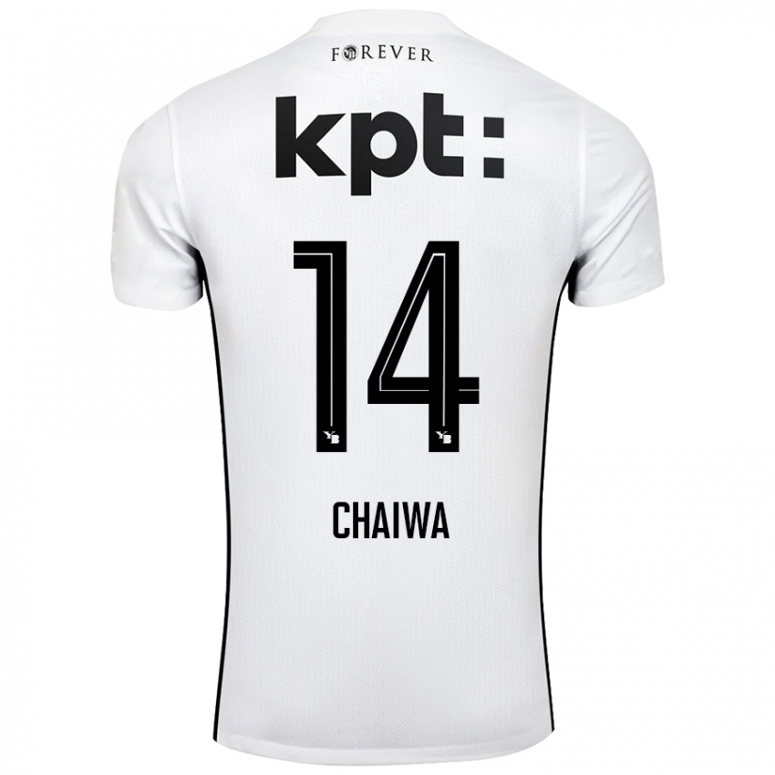 Niño Camiseta Miguel Chaiwa #14 Blanco Negro 2ª Equipación 2024/25 La Camisa Chile