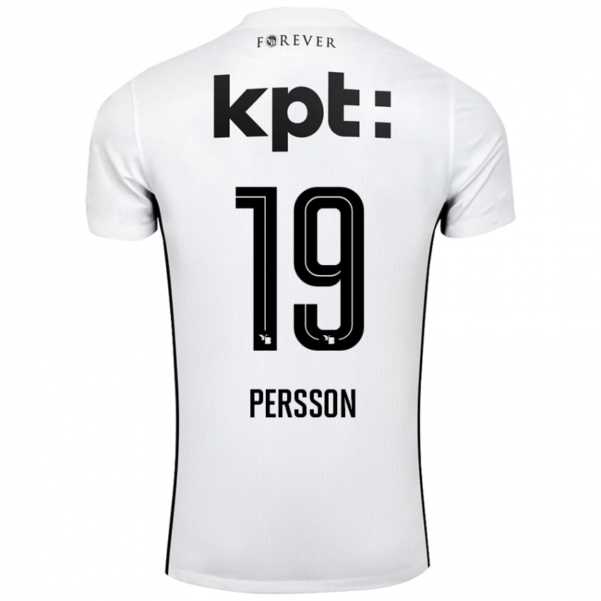 Niño Camiseta Noah Persson #19 Blanco Negro 2ª Equipación 2024/25 La Camisa Chile