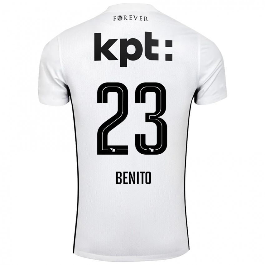 Niño Camiseta Loris Benito #23 Blanco Negro 2ª Equipación 2024/25 La Camisa Chile