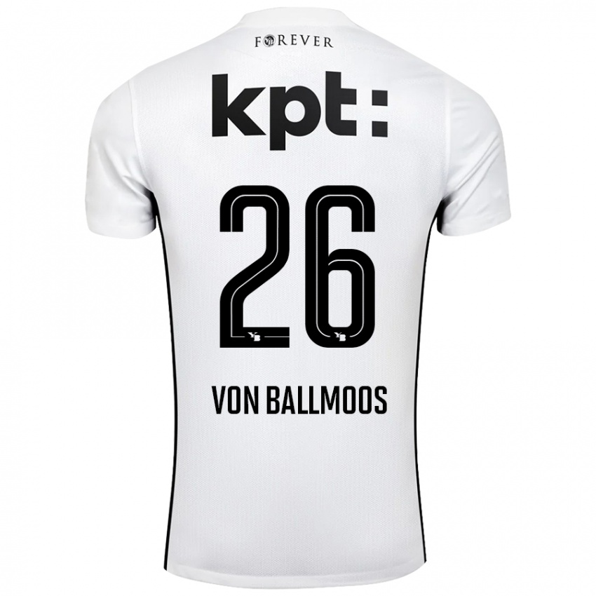 Niño Camiseta David Von Ballmoos #26 Blanco Negro 2ª Equipación 2024/25 La Camisa Chile