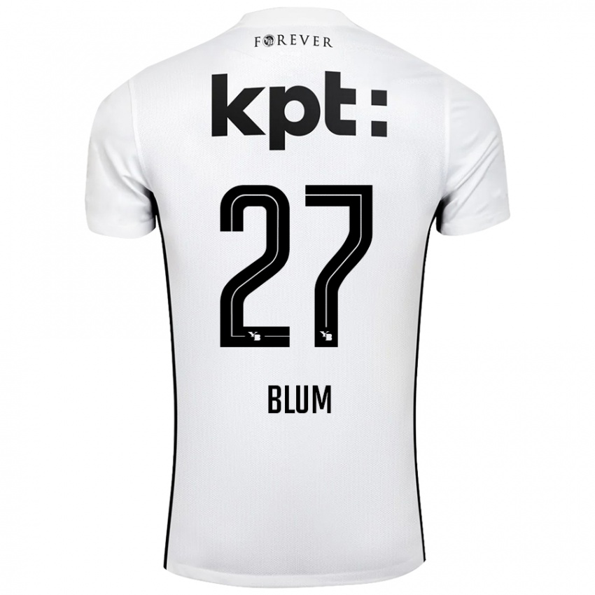 Niño Camiseta Lewin Blum #27 Blanco Negro 2ª Equipación 2024/25 La Camisa Chile