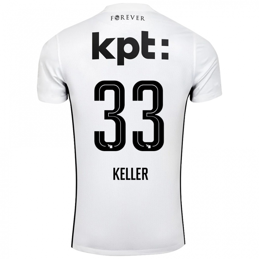 Niño Camiseta Marvin Keller #33 Blanco Negro 2ª Equipación 2024/25 La Camisa Chile