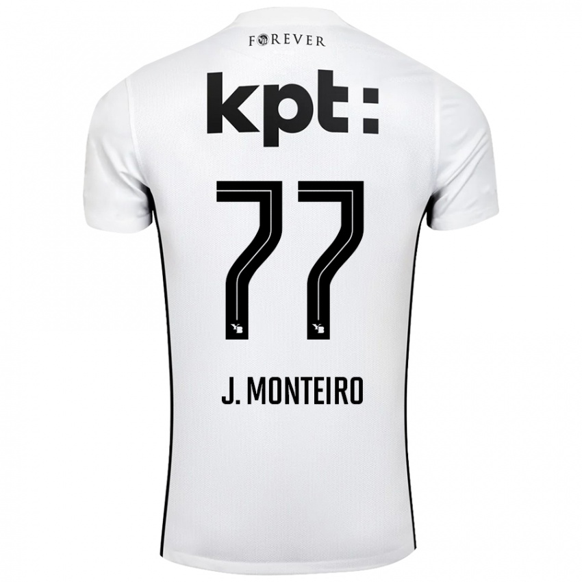 Niño Camiseta Joël Monteiro #77 Blanco Negro 2ª Equipación 2024/25 La Camisa Chile