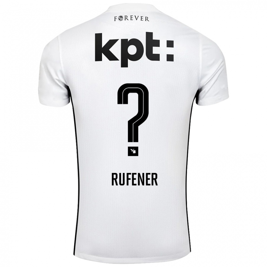 Niño Camiseta Elio Rufener #0 Blanco Negro 2ª Equipación 2024/25 La Camisa Chile