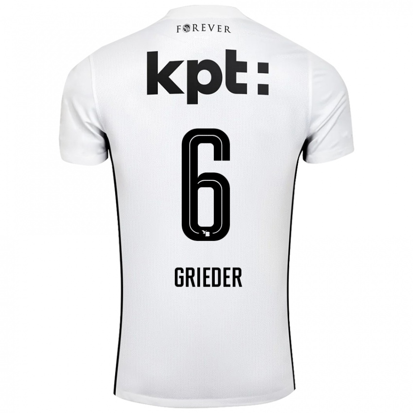 Niño Camiseta Lionel Grieder #6 Blanco Negro 2ª Equipación 2024/25 La Camisa Chile