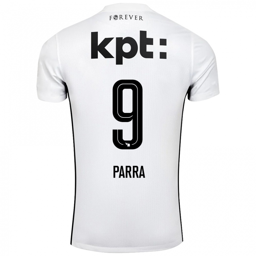 Niño Camiseta Hugo Parra #9 Blanco Negro 2ª Equipación 2024/25 La Camisa Chile