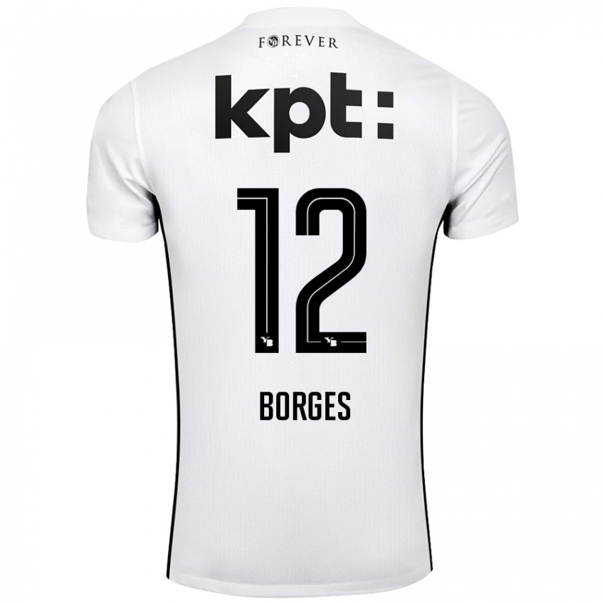 Niño Camiseta David Borges #12 Blanco Negro 2ª Equipación 2024/25 La Camisa Chile