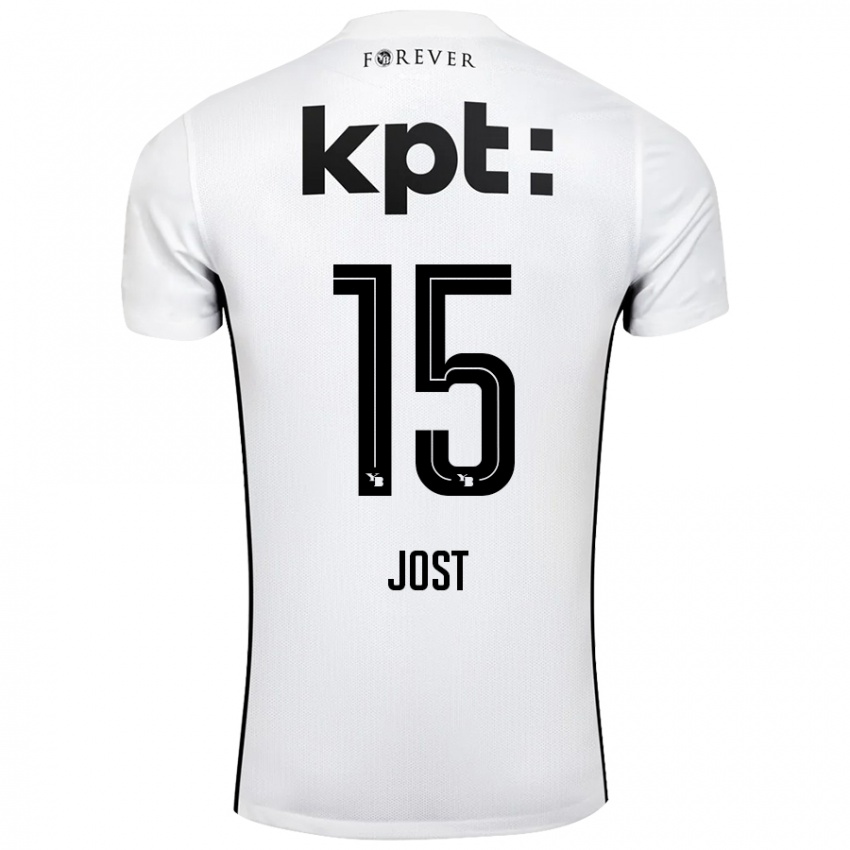 Niño Camiseta Tristan Jost #15 Blanco Negro 2ª Equipación 2024/25 La Camisa Chile