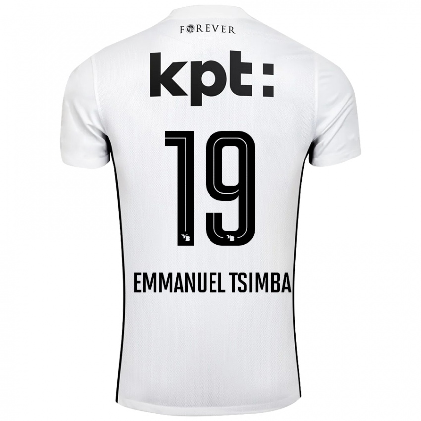 Niño Camiseta Felix Emmanuel Tsimba #19 Blanco Negro 2ª Equipación 2024/25 La Camisa Chile