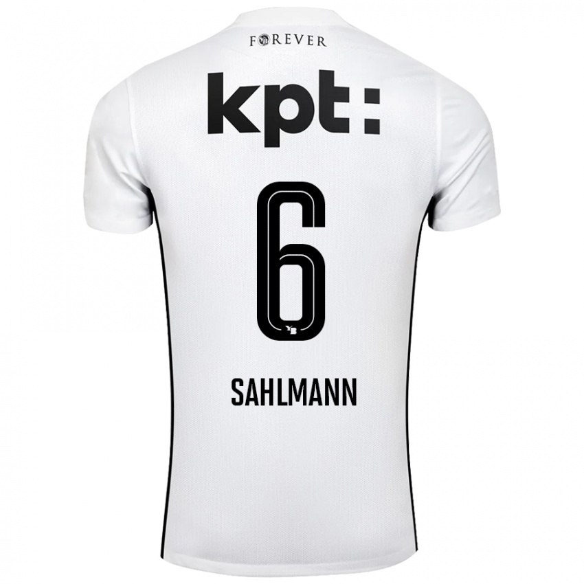 Niño Camiseta Henrike Sahlmann #6 Blanco Negro 2ª Equipación 2024/25 La Camisa Chile