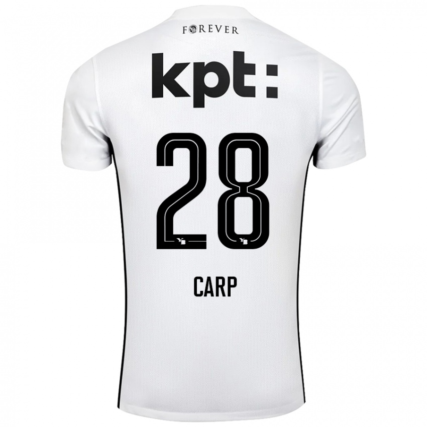 Niño Camiseta Cristina Carp #28 Blanco Negro 2ª Equipación 2024/25 La Camisa Chile