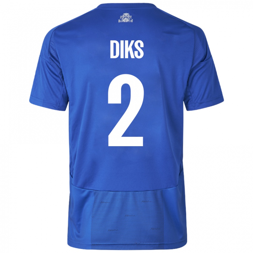 Niño Camiseta Kevin Diks #2 Blanco Azul 2ª Equipación 2024/25 La Camisa Chile