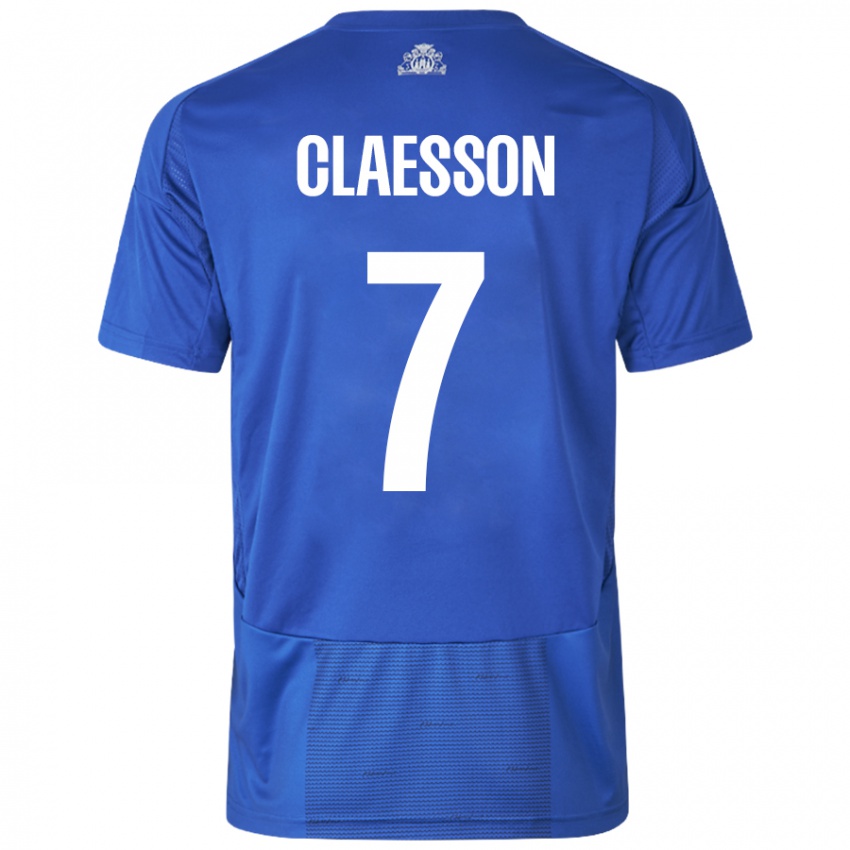 Niño Camiseta Viktor Claesson #7 Blanco Azul 2ª Equipación 2024/25 La Camisa Chile