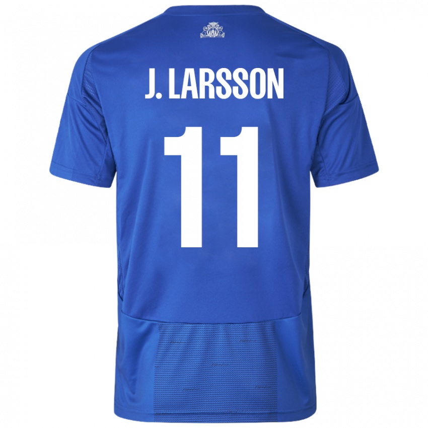 Niño Camiseta Jordan Larsson #11 Blanco Azul 2ª Equipación 2024/25 La Camisa Chile