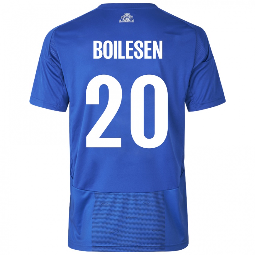 Niño Camiseta Nicolai Boilesen #20 Blanco Azul 2ª Equipación 2024/25 La Camisa Chile