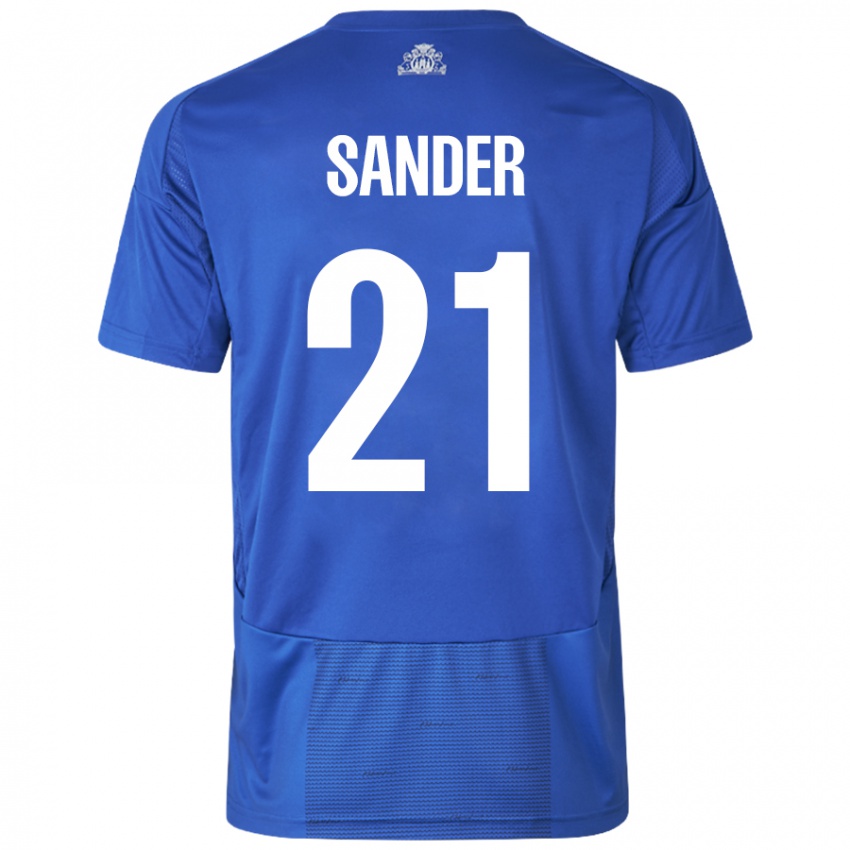 Niño Camiseta Theo Sander #21 Blanco Azul 2ª Equipación 2024/25 La Camisa Chile