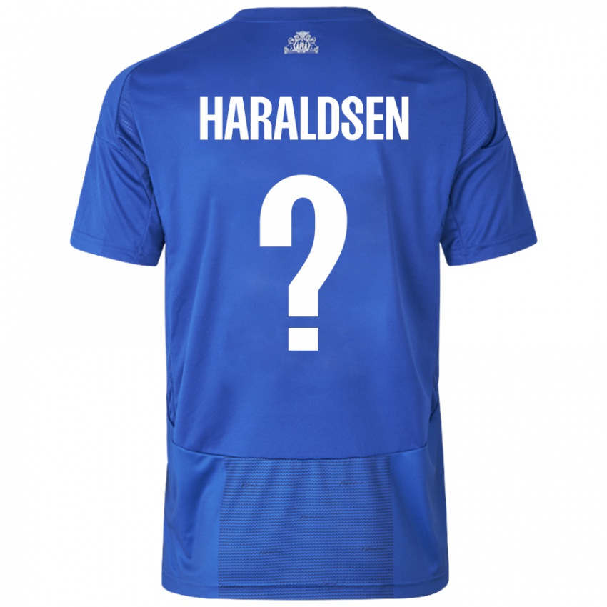 Niño Camiseta Henrik Haraldsen #0 Blanco Azul 2ª Equipación 2024/25 La Camisa Chile