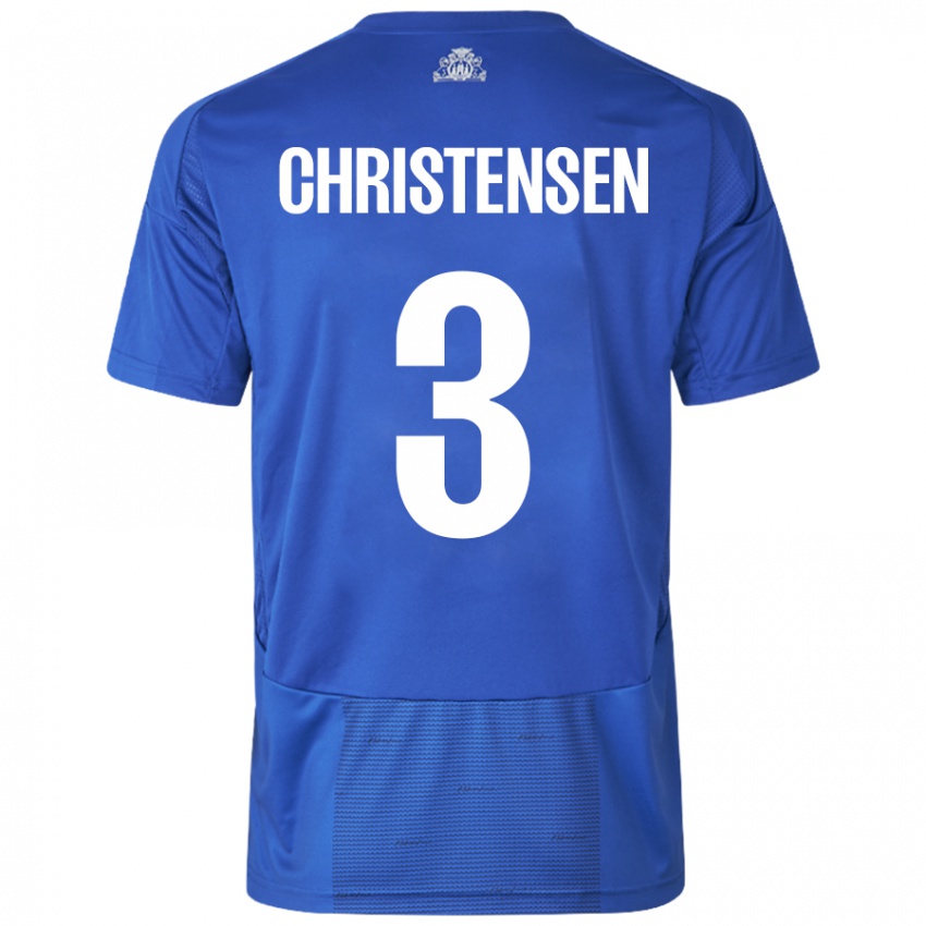 Niño Camiseta Sebastian Christensen #3 Blanco Azul 2ª Equipación 2024/25 La Camisa Chile