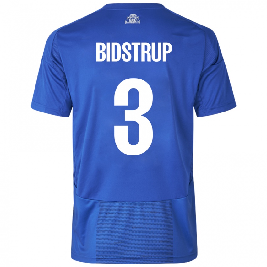 Niño Camiseta Hjalte Bidstrup #3 Blanco Azul 2ª Equipación 2024/25 La Camisa Chile