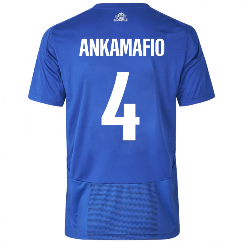 Niño Camiseta Graham Ankamafio #4 Blanco Azul 2ª Equipación 2024/25 La Camisa Chile