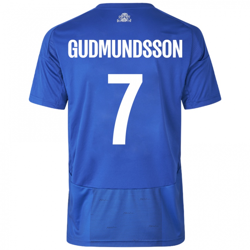 Niño Camiseta Galdur Gudmundsson #7 Blanco Azul 2ª Equipación 2024/25 La Camisa Chile