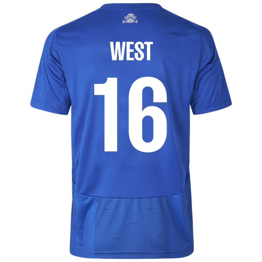 Niño Camiseta Liam West #16 Blanco Azul 2ª Equipación 2024/25 La Camisa Chile