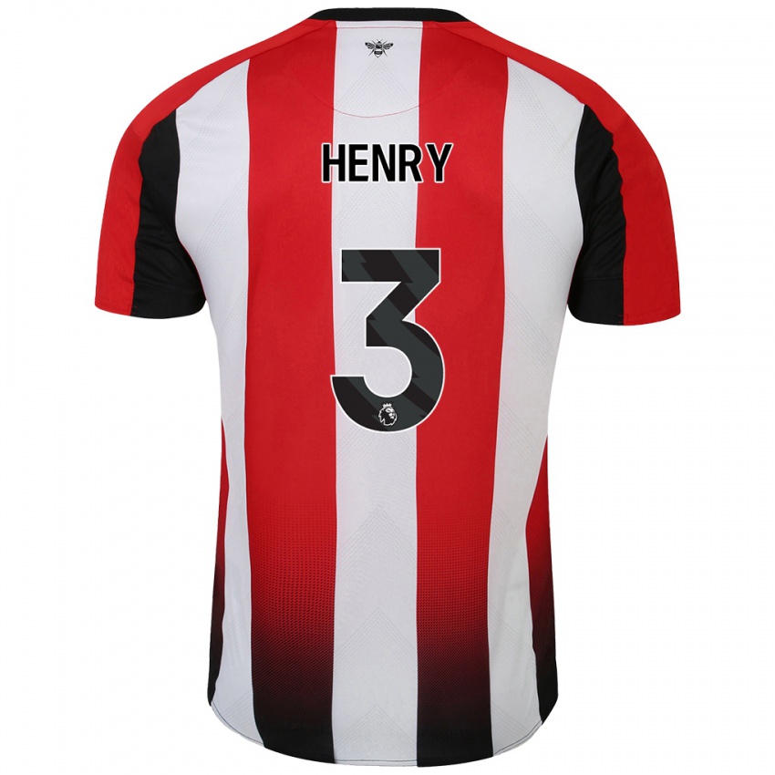 Hombre Camiseta Rico Henry #3 Rojo Blanco 1ª Equipación 2024/25 La Camisa Chile