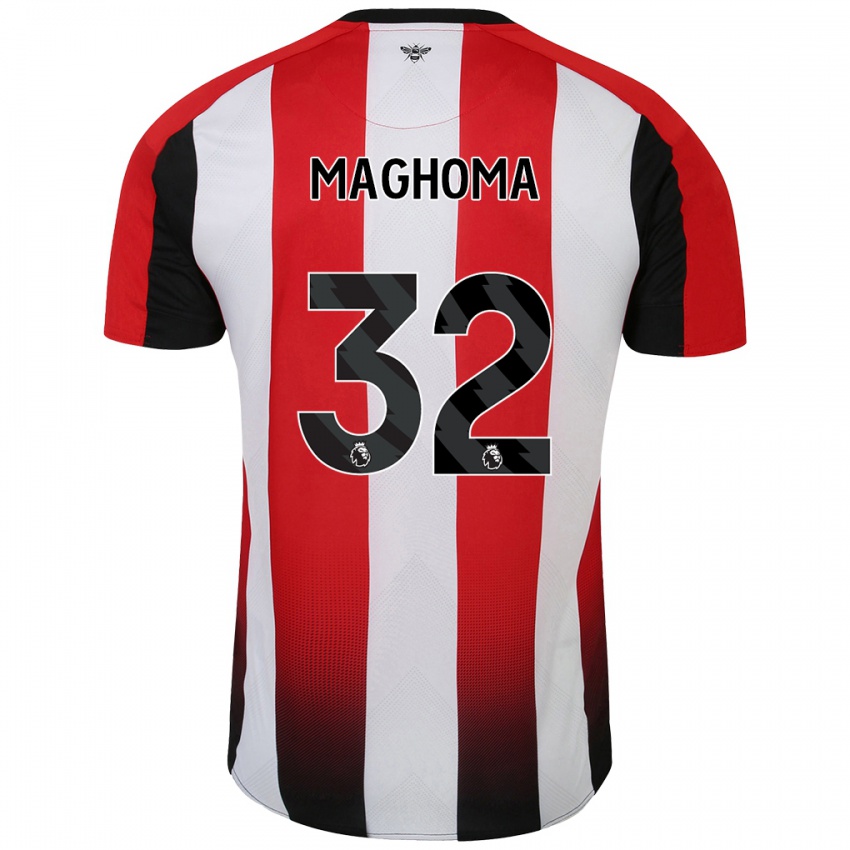 Hombre Camiseta Paris Maghoma #32 Rojo Blanco 1ª Equipación 2024/25 La Camisa Chile