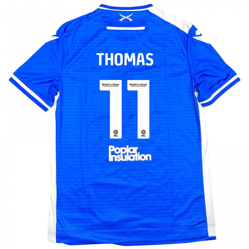 Hombre Camiseta Luke Thomas #11 Azul Blanco 1ª Equipación 2024/25 La Camisa Chile